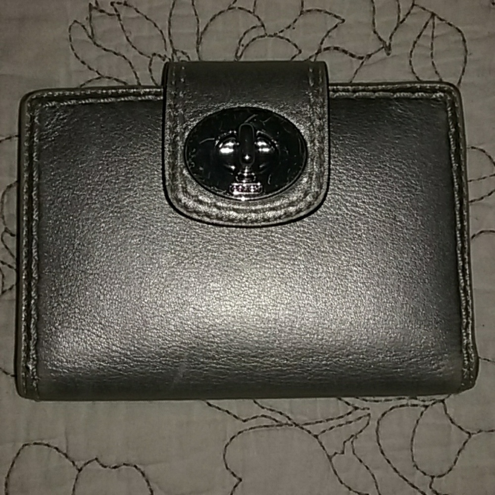 Metallic silver coach wallet